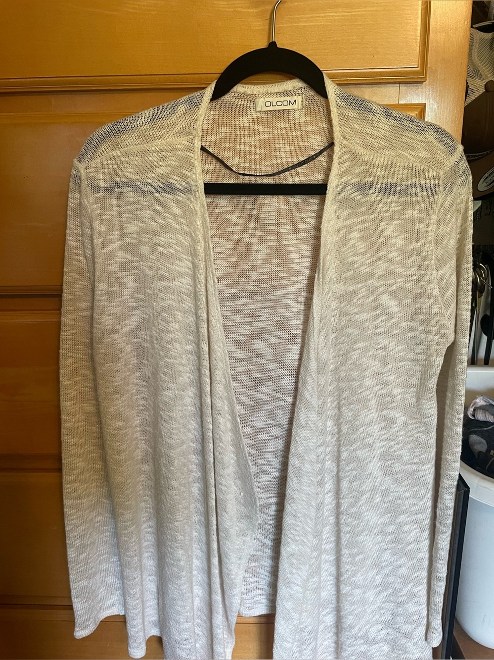 Volcom Open-Front Cream Marled Knit Cardigan